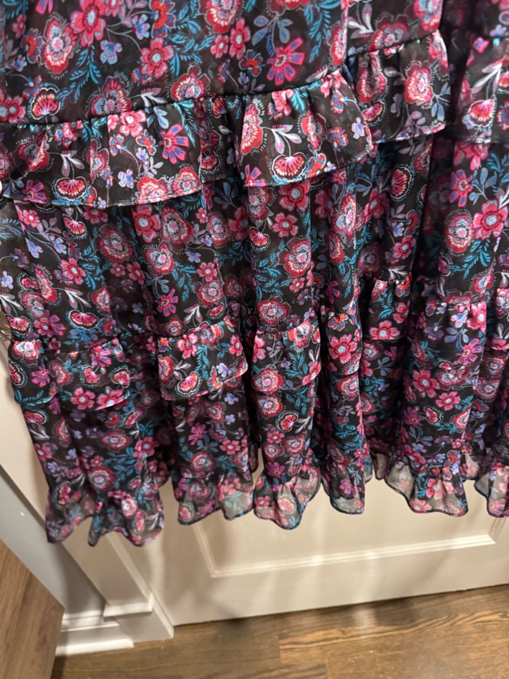Misa‎ Los Angeles Virginie Maxi Dress Electric Ditsy Boho Party Sheer Feminine - Picture 10 of 15